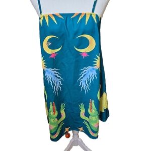 Teal Celestial Print Mini Dress